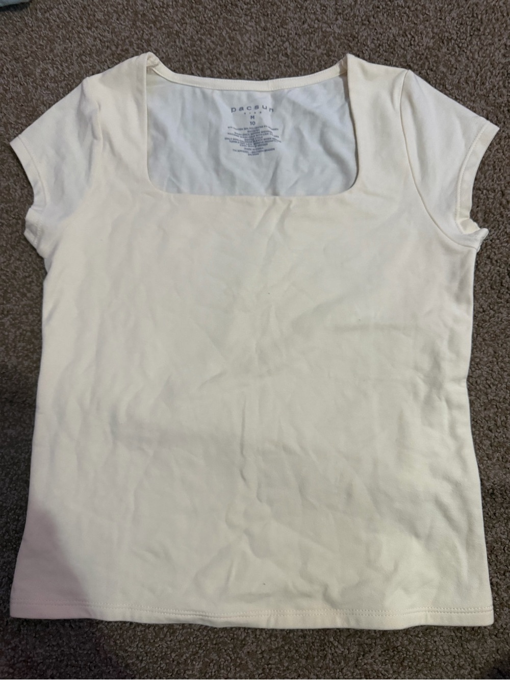 PacSun Cream Square Neck Short Sleeve Tee